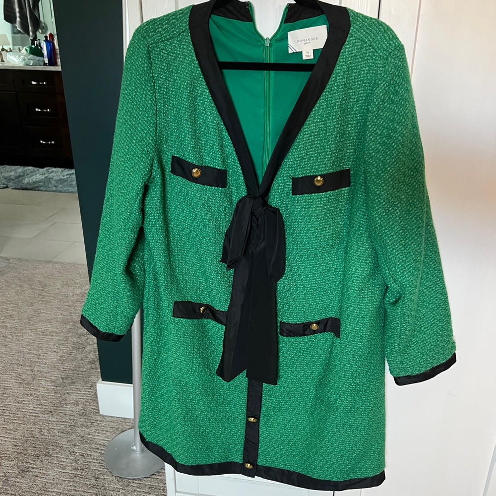 Green and Black Tweed Dress
